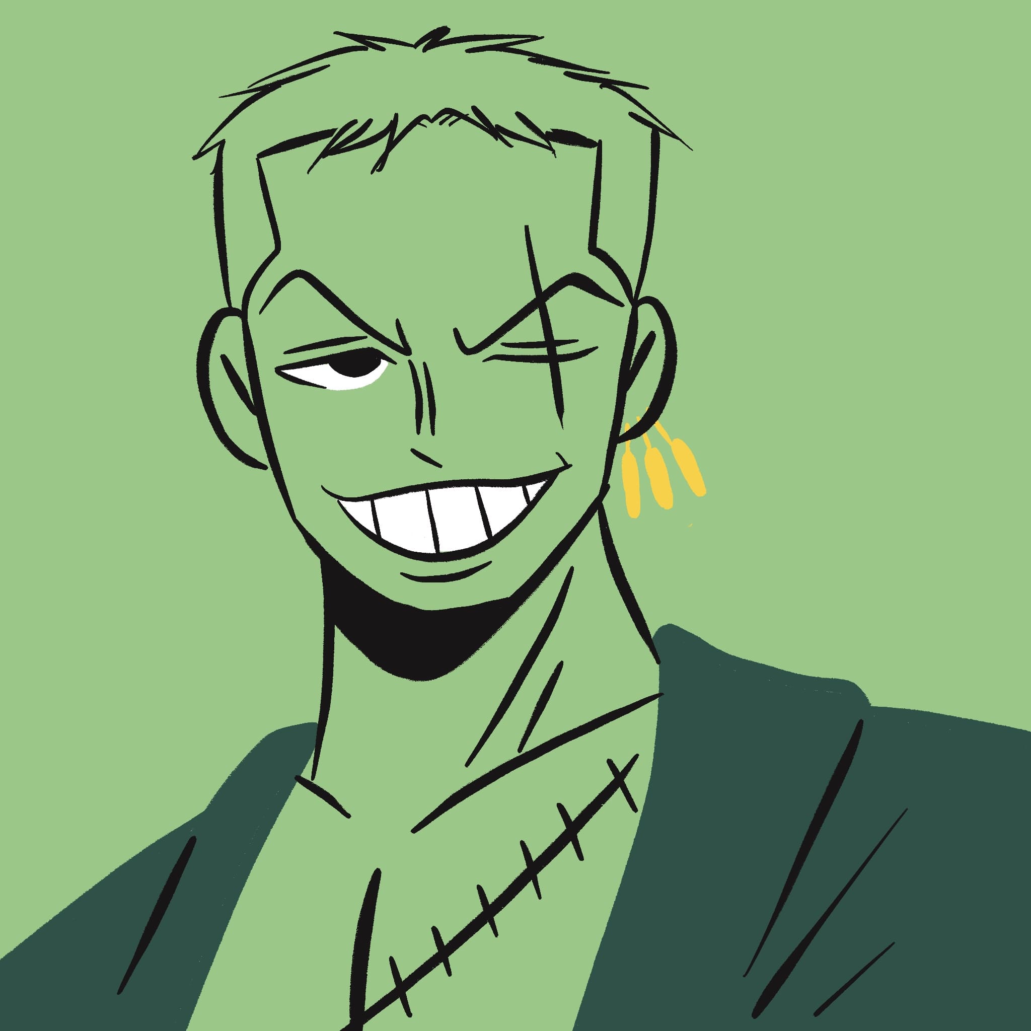 A portrait of the character Zolo from One Piece